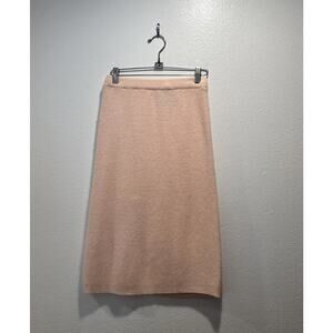 Vintage Claudine Size Small Lambswool Angora Blend Peach Pull On Sweater Skirt